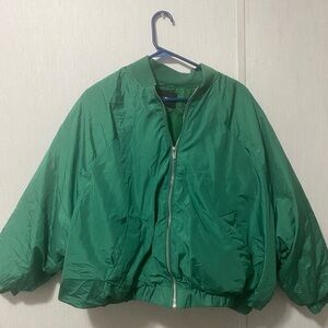 Green puffer jacket